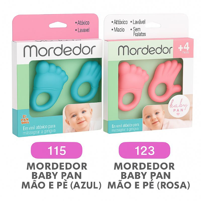 Kit Mordedor Infantil em Vinil Macio com 2 Unidades Pé e Mão - Atoxico em Oferta na Shopee