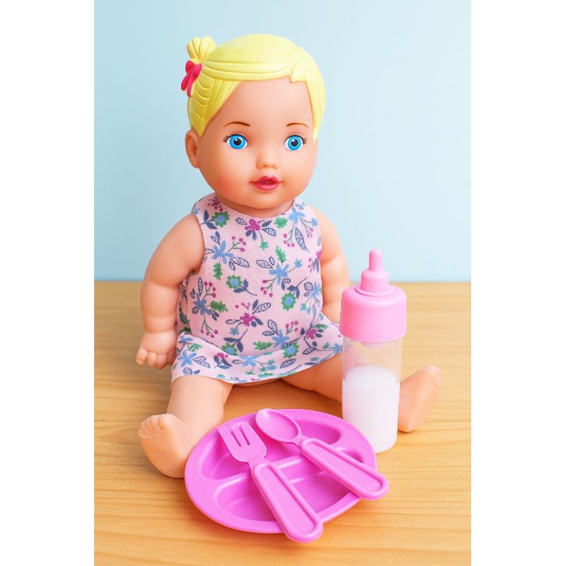 Boneca Bella  + Kit Papinha com Mamadeira Magica - 5 Peças - Boneca + Kit Papinha - Brinquedo