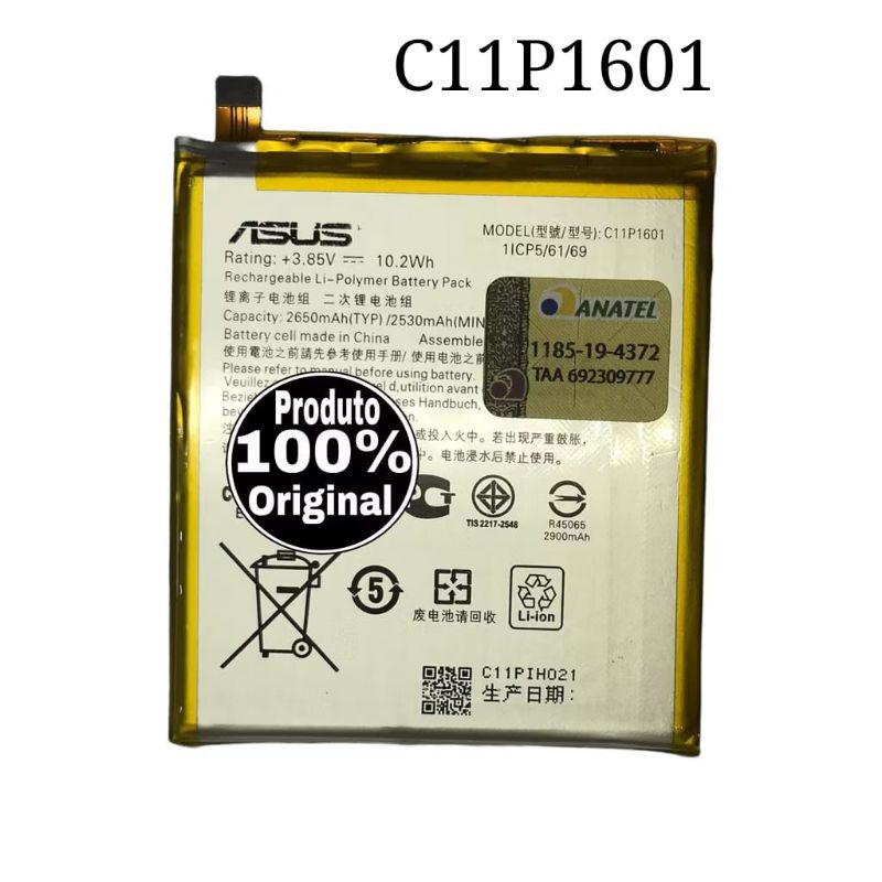 Bateria C11P1601 Asus Zenfone 3 Ze520Kl Zenfone Live Zb501Kl org novo pronto entrega