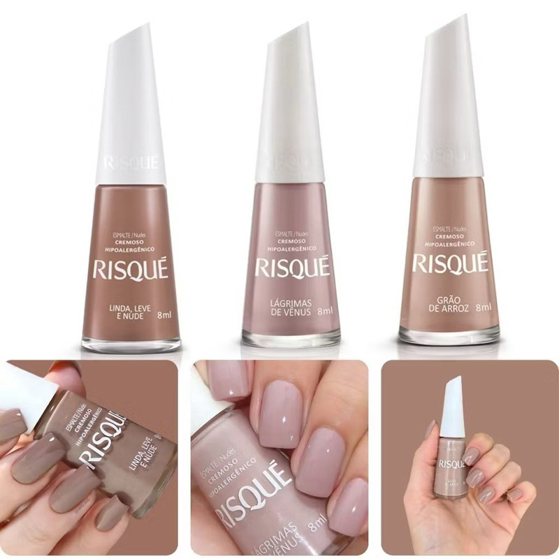 Kit Esmalte Risque Tons de Nude Hipoalérgico - Escolher Kit em Oferta na Shopee