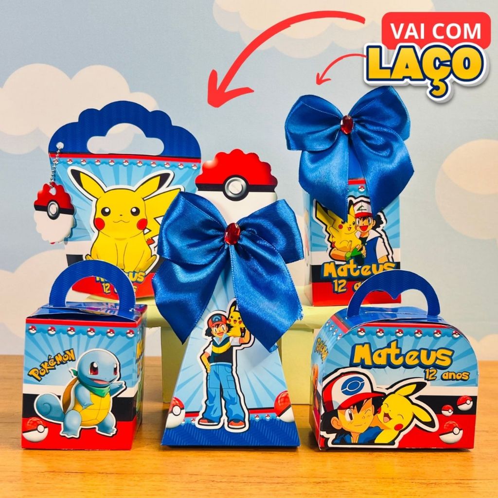 Kit Festa Pokémon Personalizado Lembrancinhas de Aniversário Infantil | Caixinhas Pikachu Decoradas