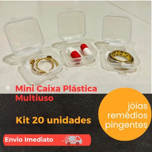 KIT 20 Mini Caixinha Plastico Transparente Organizadora Porta Joia Remedio Bijuteria
