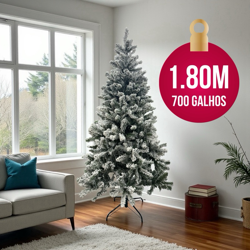 Arvore De Natal Nevada Polo Norte Premium Luxo 700 Galhos 1,8M
