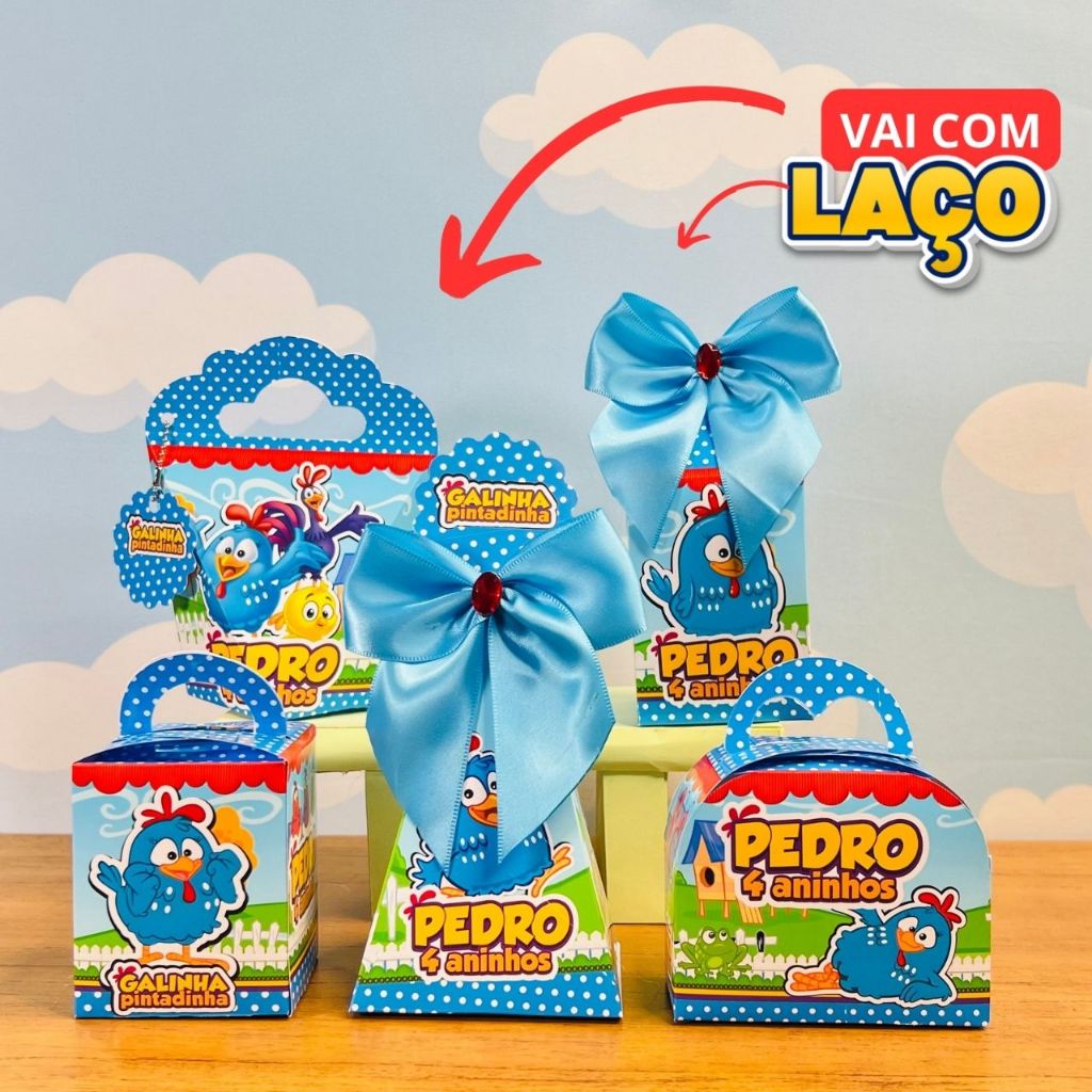 Kit Festa Galinha Pintadinha Lembrancinhas Personalizadas Infantil | Caixinhas Galinha Pintadinha Menino e Menina
