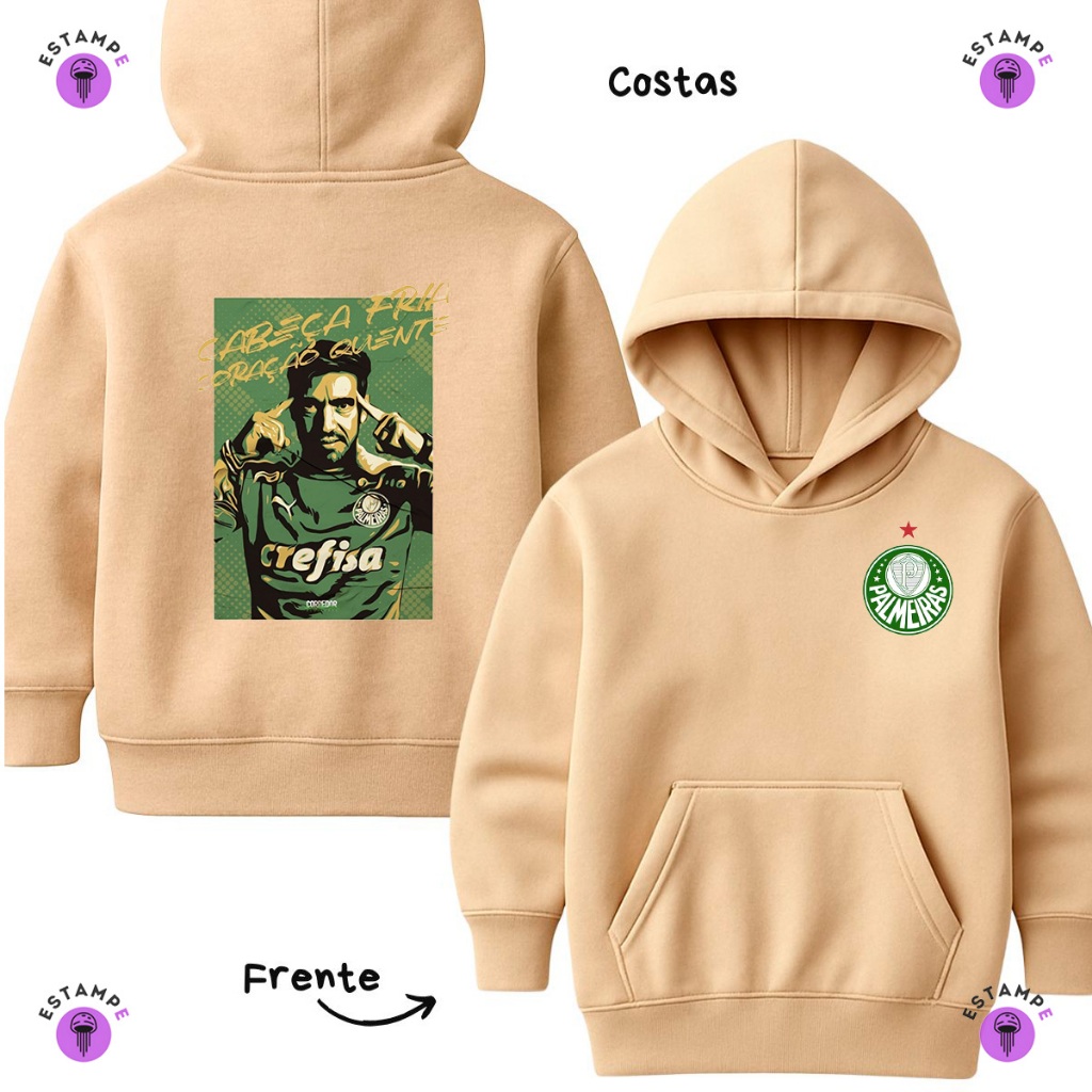 Moletom Canguru Infantil Abel Ferreira Palmeiras Verdão Avante Palestra Blusa De Frio Agasalho Casaco Unissex