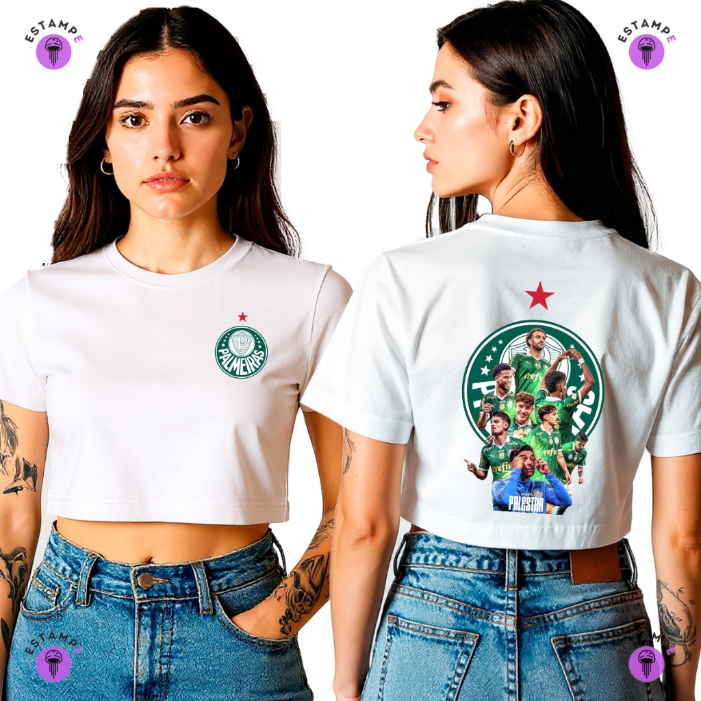Camiseta Cropped Palmeiras Avante Palestra Blusa 100% Algodão Premium Adulto Feminino