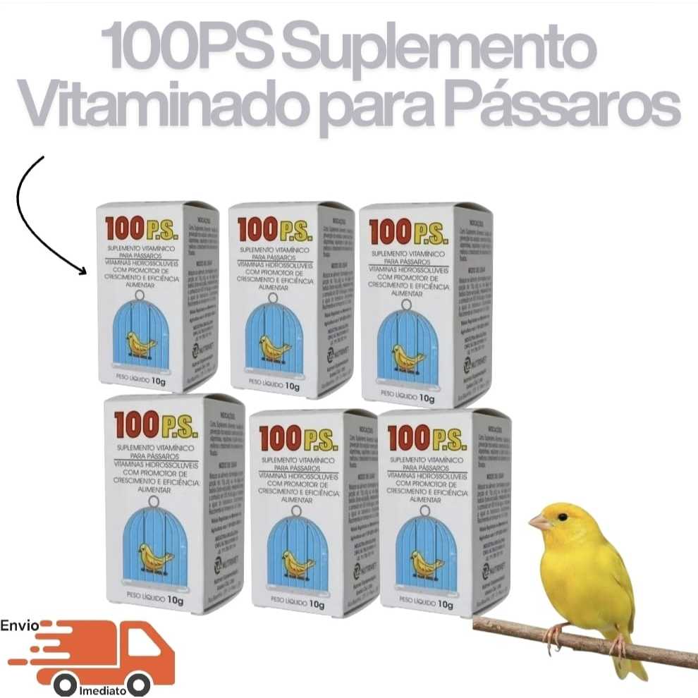 Suplemento Vitamínico Para Pássaros 100PS Peito Seco 10gr  Envio Imediato Promoção