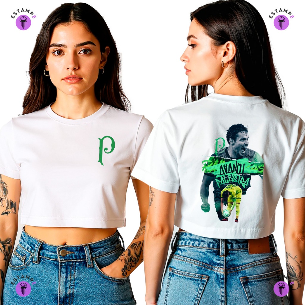 Camisa Camiseta Cropped Palmeiras Raphael Veiga Blusa 100% Algodão Premium Adulto Feminino
