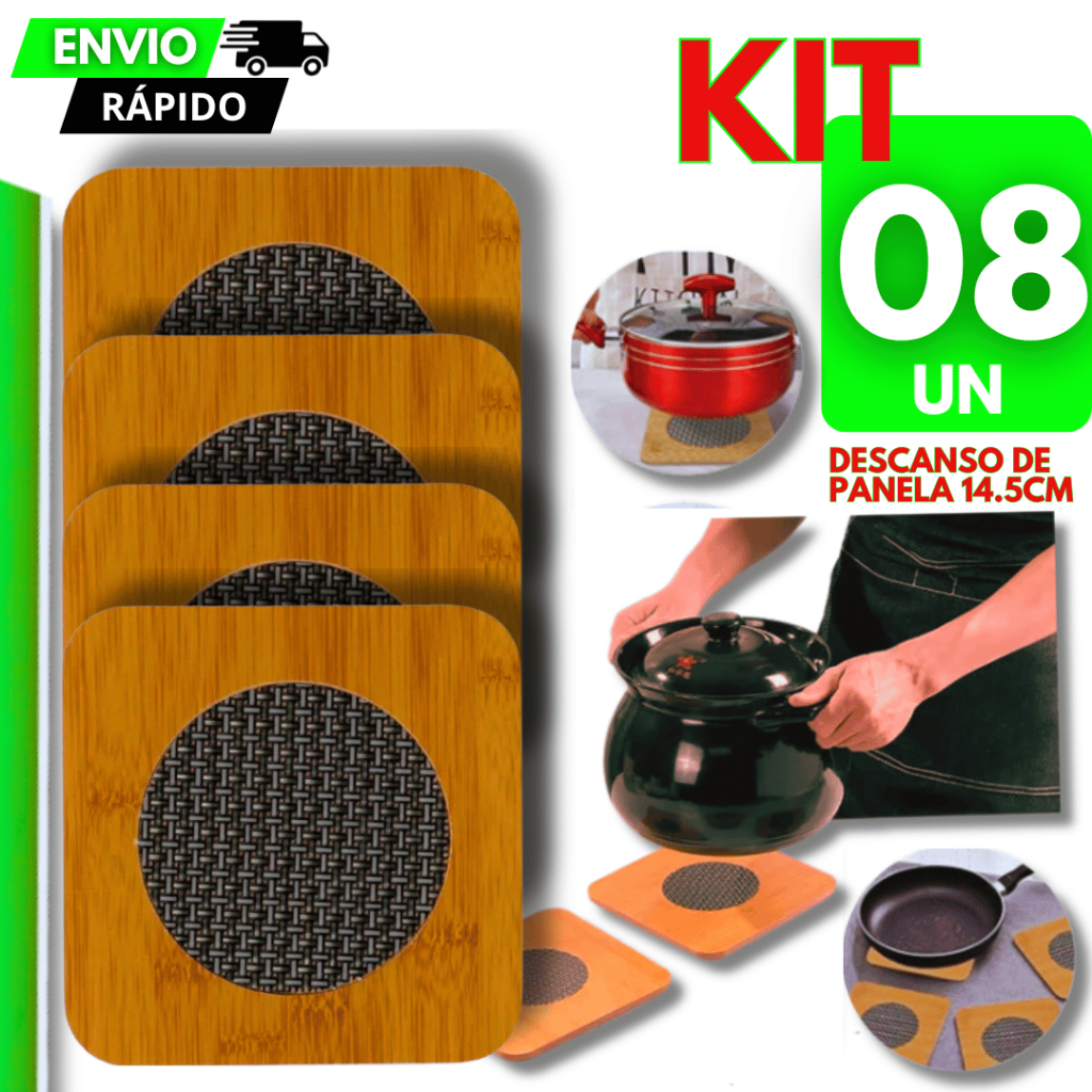 Kit 08/06/04/02 Descanso de Panela MDF Apoio Panela Quente Protetor Mesa Madeira Cozinha Alta Temperatura