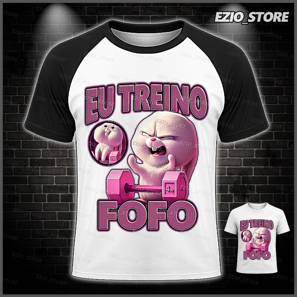 Camiseta Coelhinho Eu Treino Fofo Snowball Filme Pets Blusa Fofa Academia Roupa Feminina T-shirt GYM