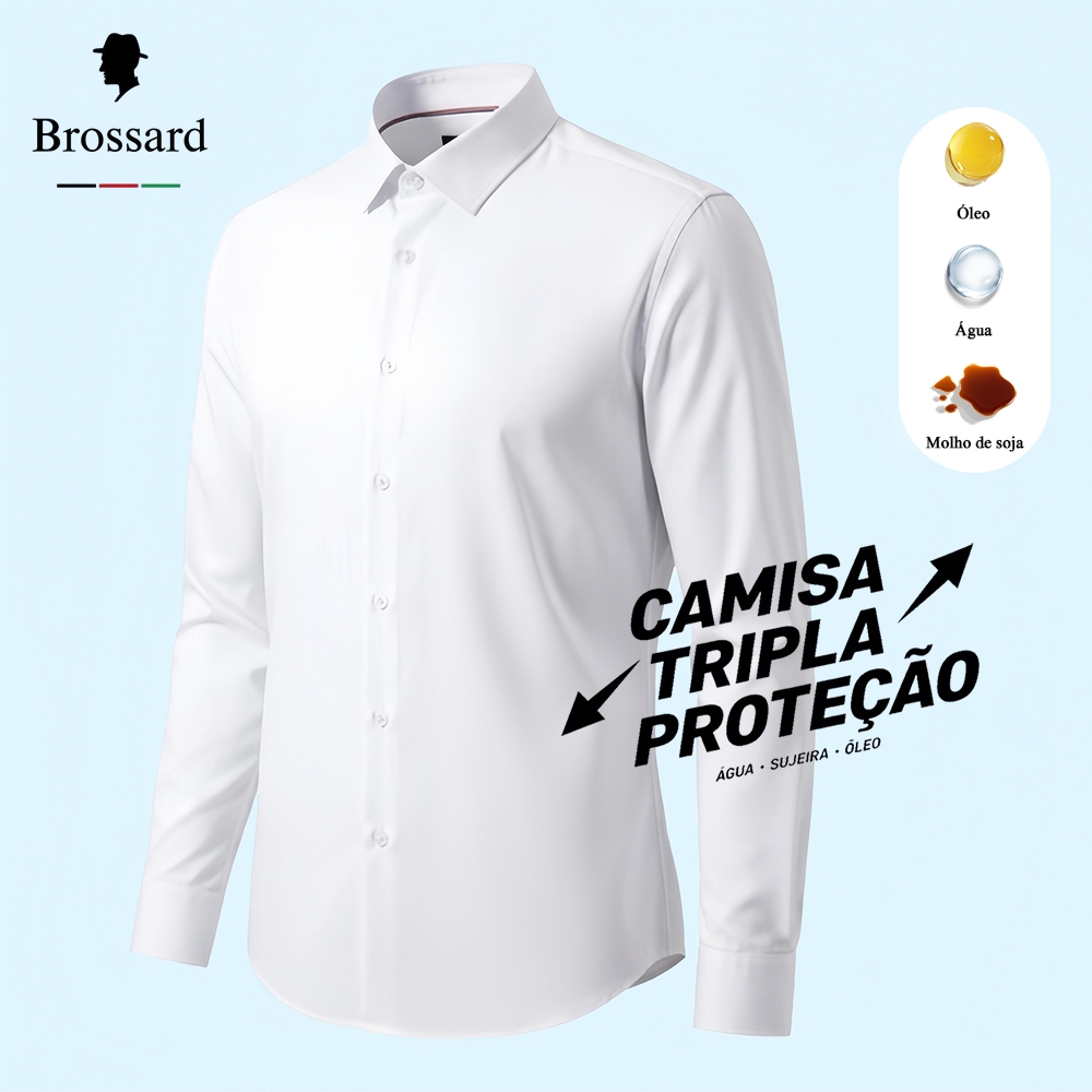 Camisa Social Masculina Slim fit Luxo, Blusa Não Amassa Premium Tecido Impermeável de Fibra de Bambu em Oferta na Shopee