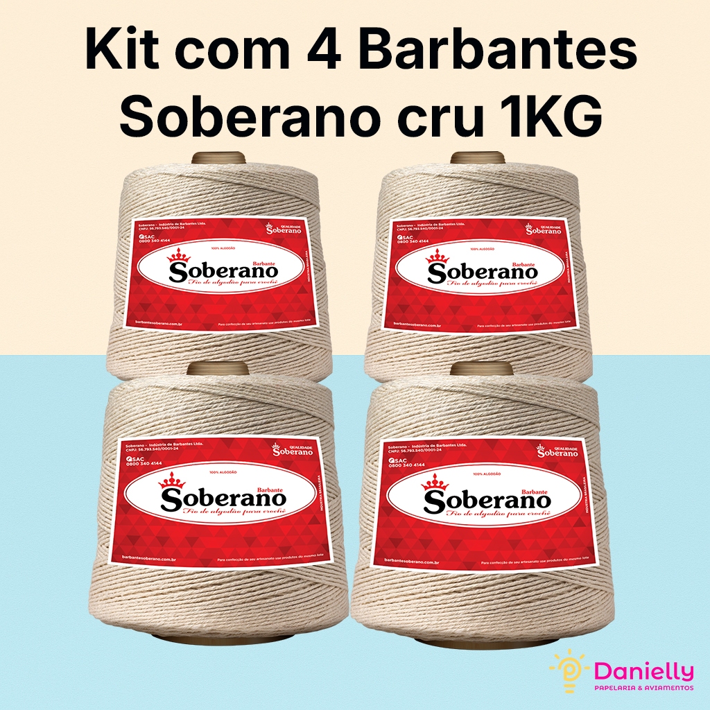 Kit 4 Barbante, Cordão Soberano Cru 1 Kg - Fio Linha Crochê em Oferta na Shopee