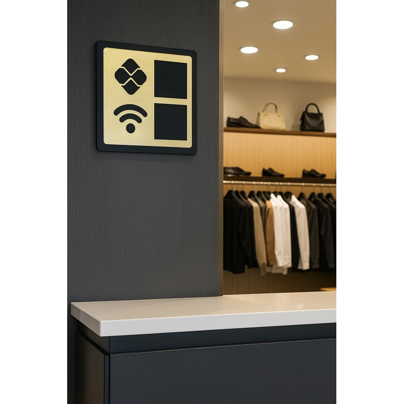 Placa Display para Parede PIX e Wi-Fi - Em Acrílico espelhado