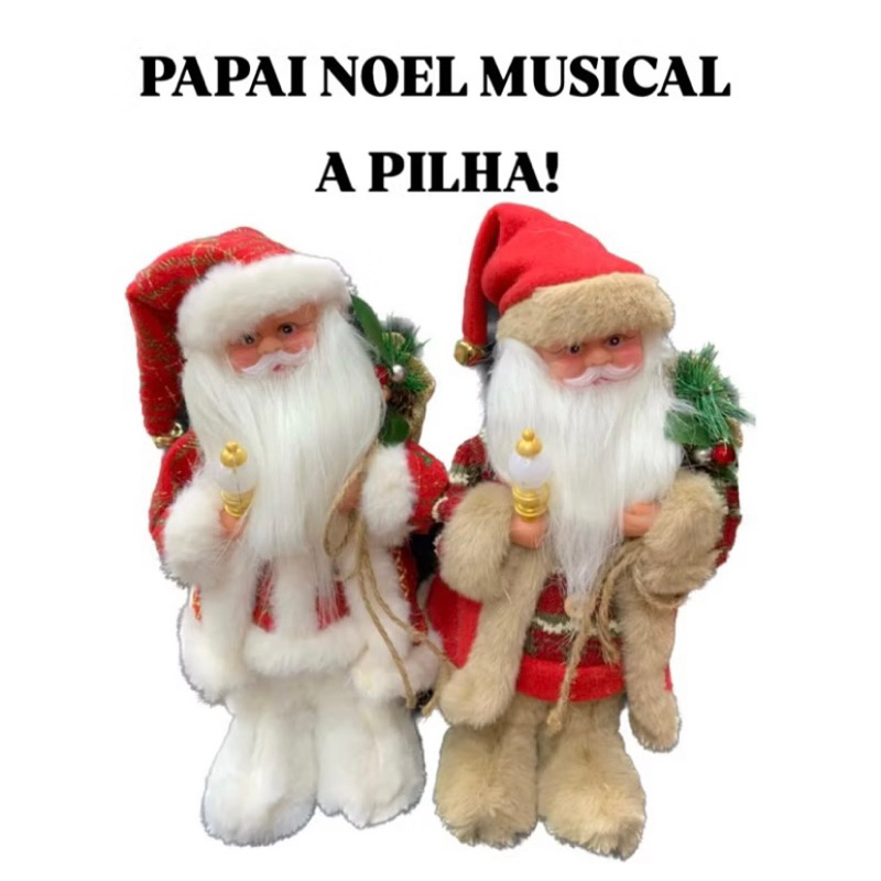 Irmãos Papai Noel Musical - Boneco Papai Noel Decoração Natal A PILHA!