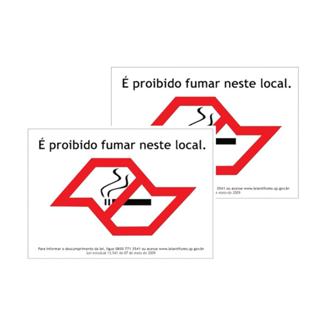 Kit com 2 Placas de Sinalização "Proibido Fumar"- SP 30x20 cm em Oferta na Shopee