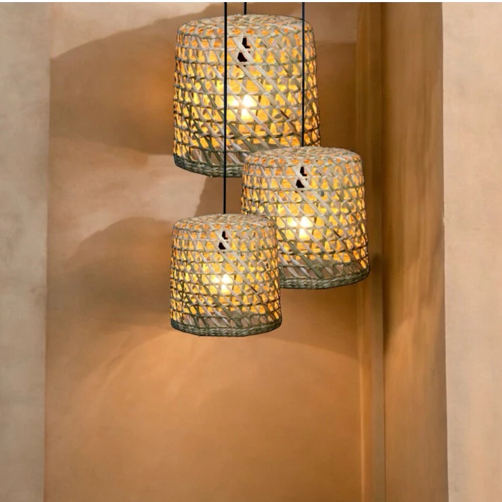 Kit com 3 Pendentes Luminária Cachepot em palha de taboa PMG em Oferta na Shopee