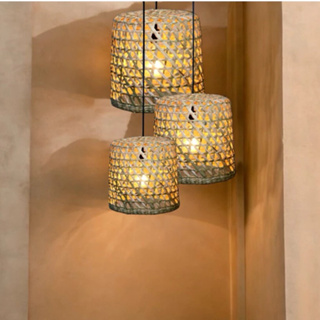 Kit com 3 Pendentes Luminária Cachepot em palha de taboa PMG em Oferta na Shopee