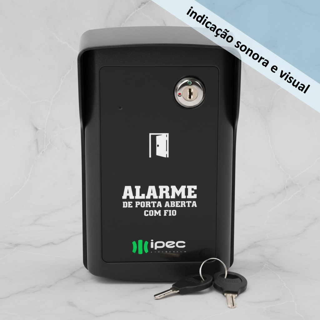 IPEC Monitor de Porta com Sirene Ajustável Buzzer Led e Fonte Bivolt