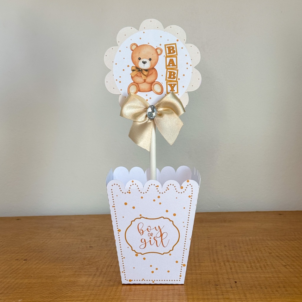 Centro de Mesa Chá de bebe neutro 10unid (PEGUE E MONTE) /Cachepot Cachepô Personalizado/Aniversário Lembrancinha Mimo
