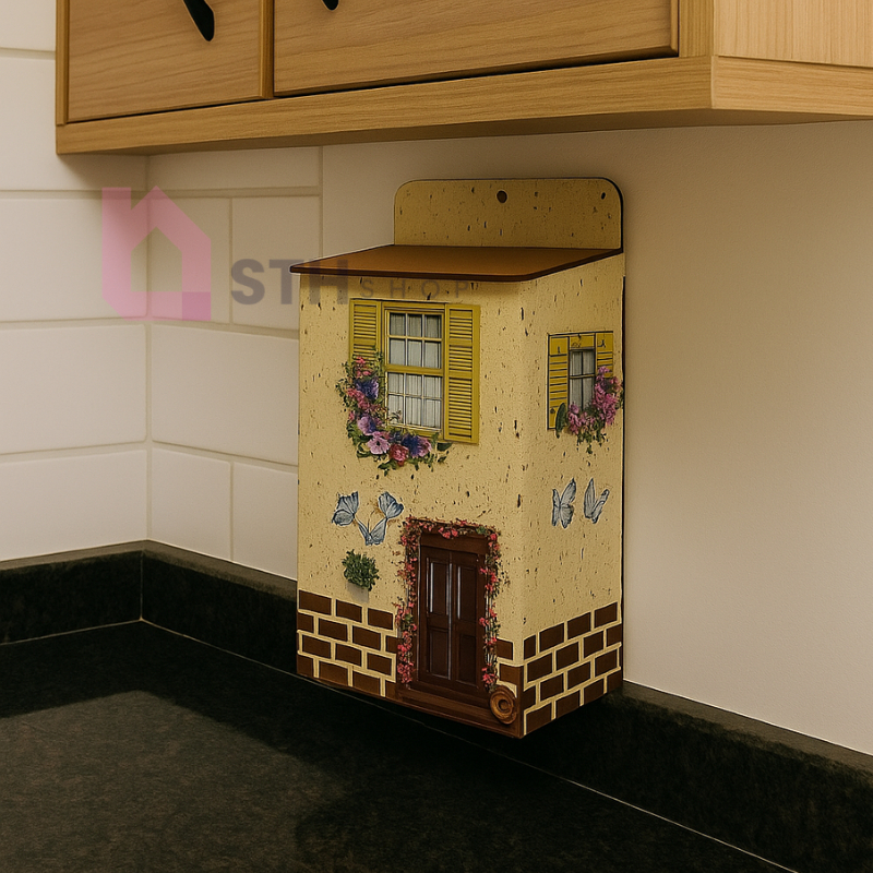 Organizador de Sacolas Porta Sacolinha MDF Casinha  Adesivado Puxa Saco Parede Decorativo Cozinha Lavanderia em Oferta na Shopee