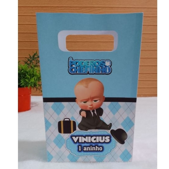 Sacolas personalizadas/ O Poderoso Chefinho - fundo/Aniversario/ Festa infantil