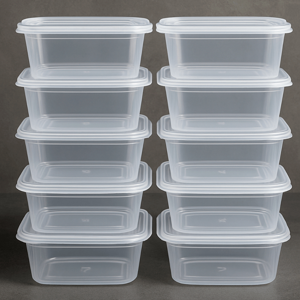 Imagem Kit 10 Potes Marmita 1000ML Transparente | Freezer, Micro-ondas e Lava Louça, BPA FREE ,Vedação