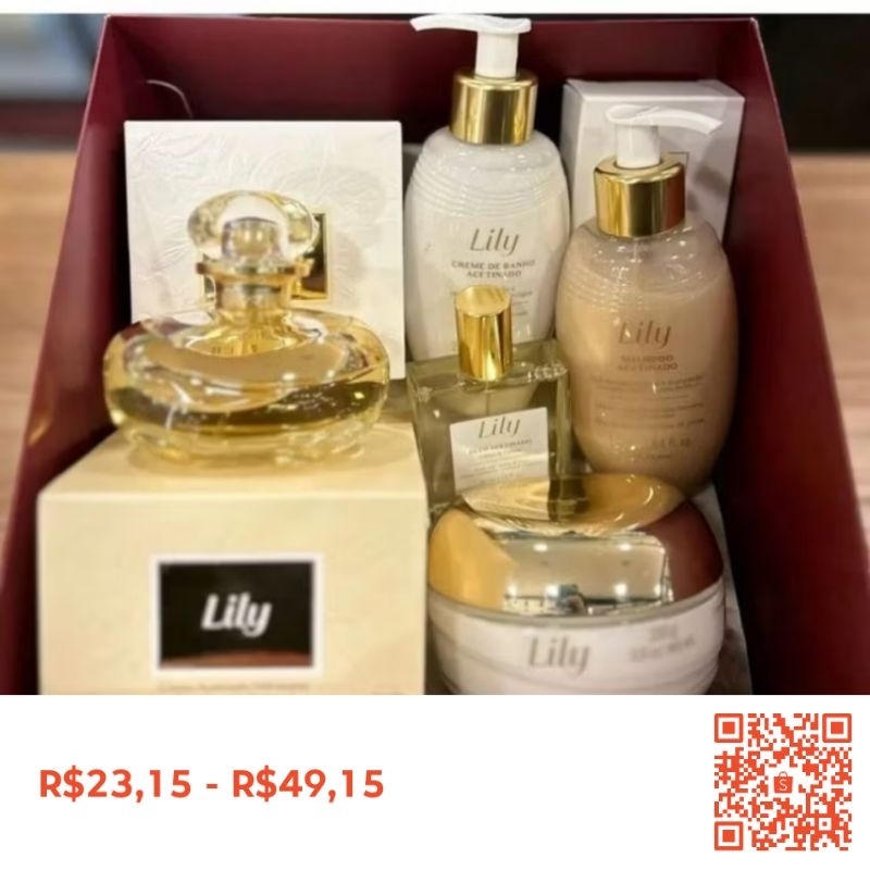 Dê uma olhada em KIT lili 350ml creme perfume acetinado corpo e mãos hidratante lulli por R$21,15 - R$43,15.
