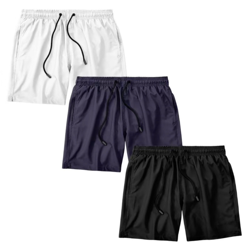Kit 3 Short Praia Tactel Com Elastano Bermuda mauricinho Verão Férias