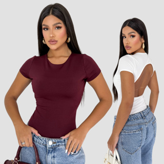 Kit 2 Body Feminino Manga Curta Costa Nua Forro Duplo Suplex em Oferta na Shopee