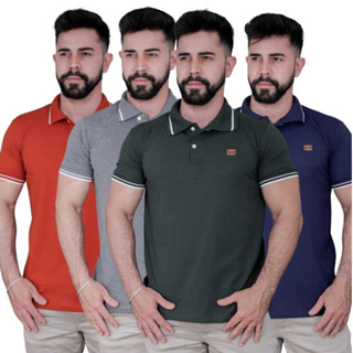 kit 4 Gola Polo Alta Qualidade 100% Algodão Camiseta básica Masculina em Oferta na Shopee