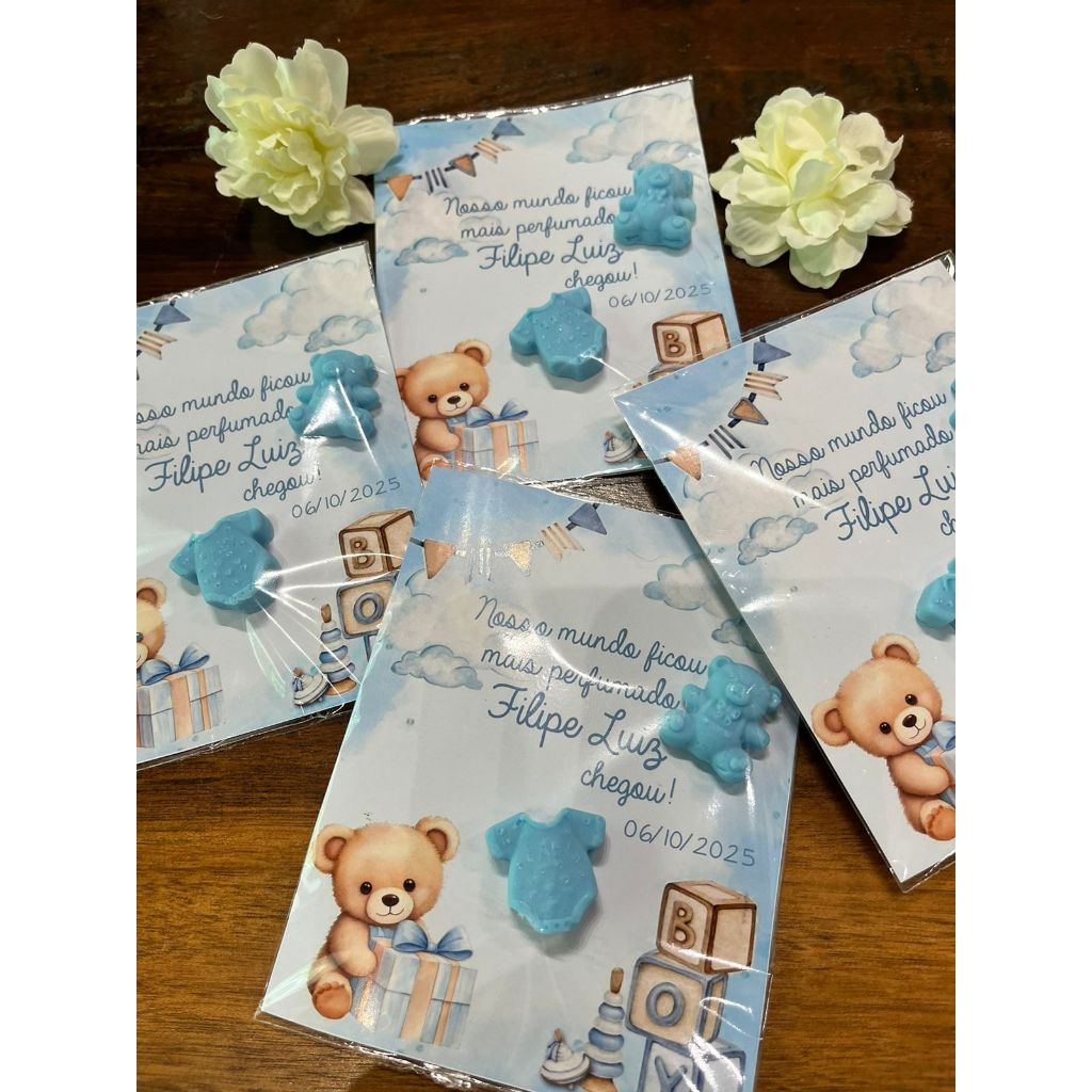 Lembrancinha Mini Sabonetes Perfumados com Cartão Personalizado - Kit para  Maternidade, Chá de Revelação e Nascimento