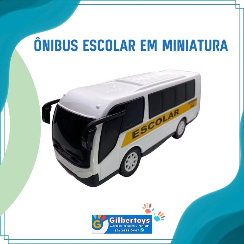 Brinquedo Onibus Escolar em Miniatura de Brinquedo Branco 21cm Plástico - Diverplas
