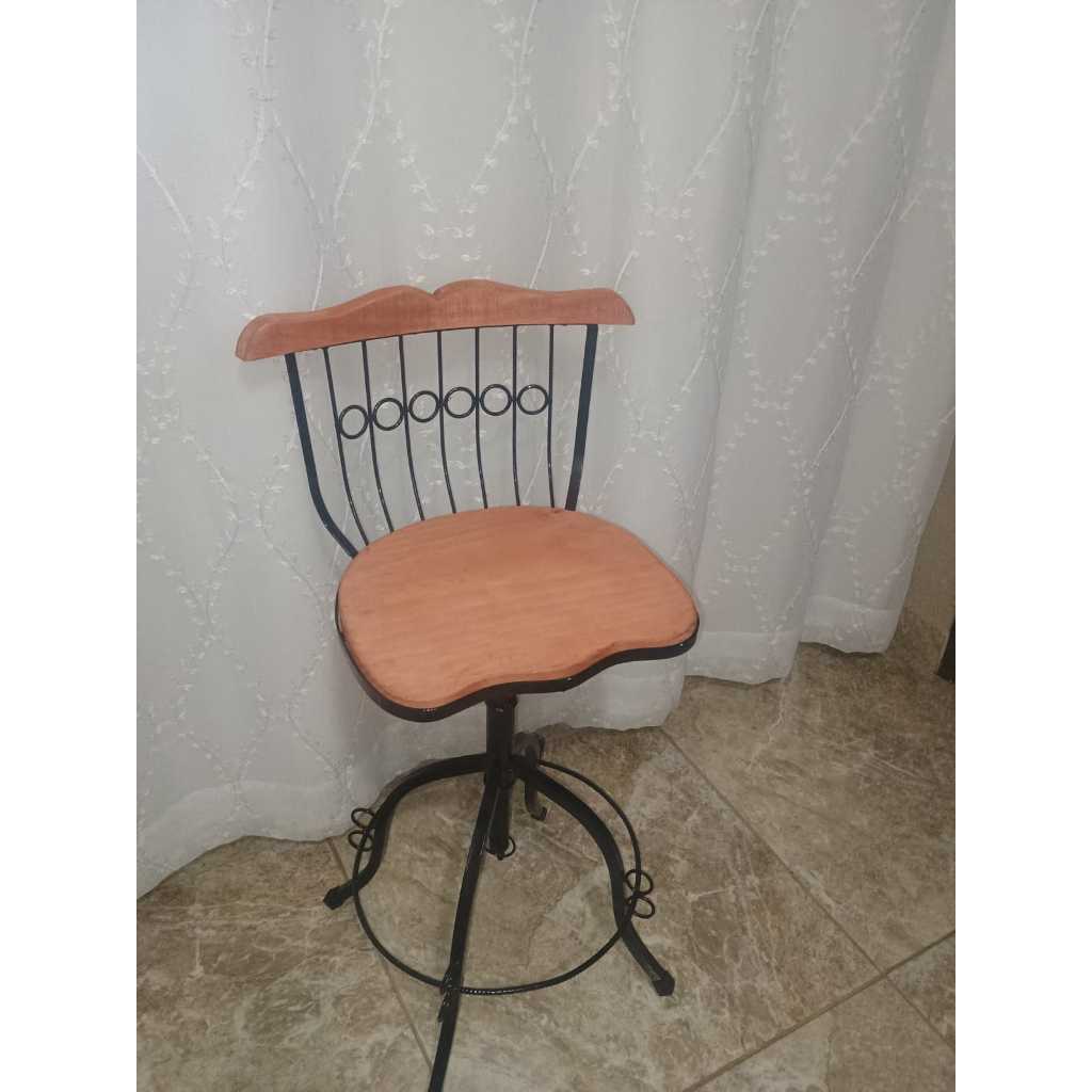 Banqueta Stool Gourmet Ferro e Madeira Artesanal Regulável 3 Níveis em Oferta na Shopee