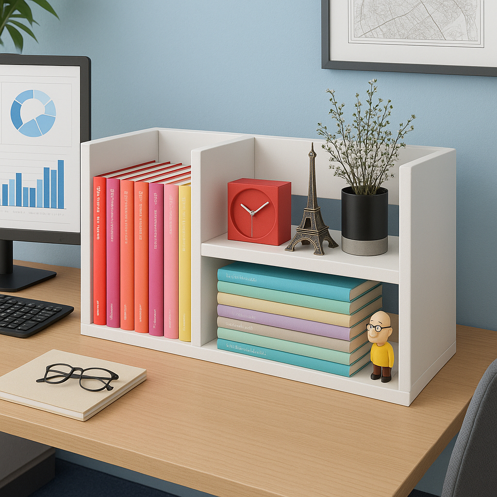 MINI ESTANTE PORTA LIVROS DE MESA ESCRITORIO 45CM EM MDF em Oferta na Shopee