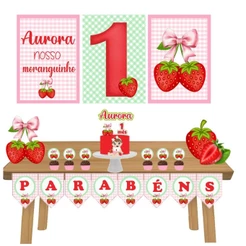 KIT SÓ UM BOLINHO MORANGUINHO BABY - KIT FESTA - FESTA EM CASA - KIT MESVERSARIO -