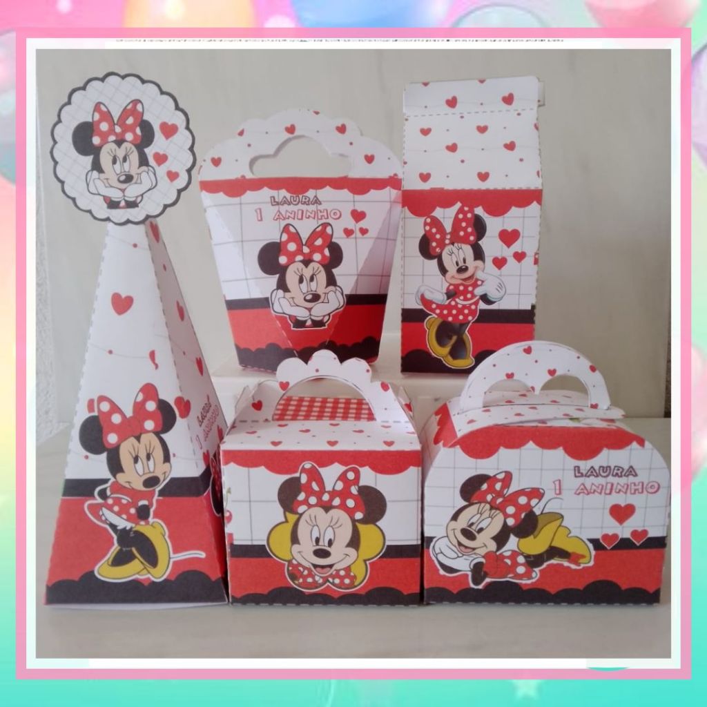 Kit festa Mine Vermelho Personalizada Lembrancinhas Caixinhas Decoração Mimos Aniversário Festa Infantil | Pegue e Monte