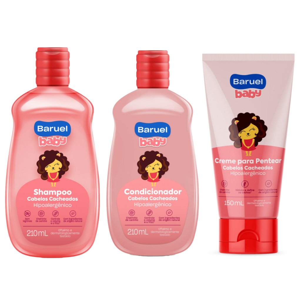 Kit Baruel Baby Cabelos Cacheados Shampoo + Creme de Pentear Hidratação e Definição Infantil