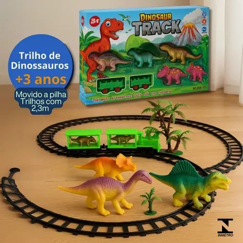Brinquedo Trem Eletrico Locomotiva Trilho 2,30m Dinossauros dino brinquedo crianças menino menina
