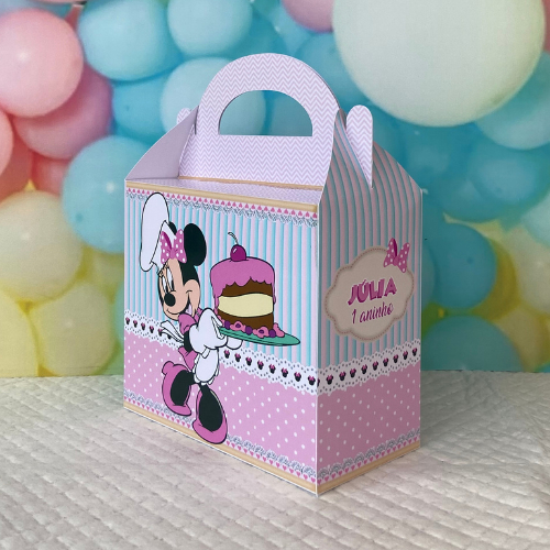 Caixa Maleta Confeitaria da Minnie - kit festa de aniversário - PEGUE E MONTE / LEMBRACINHA PERSONALIZADA