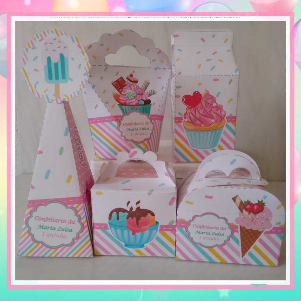 Kit festa Confeitaria  Personalizada Lembrancinhas Caixinhas Decoração Mimos Aniversário Festa Infantil | Pegue e Monte