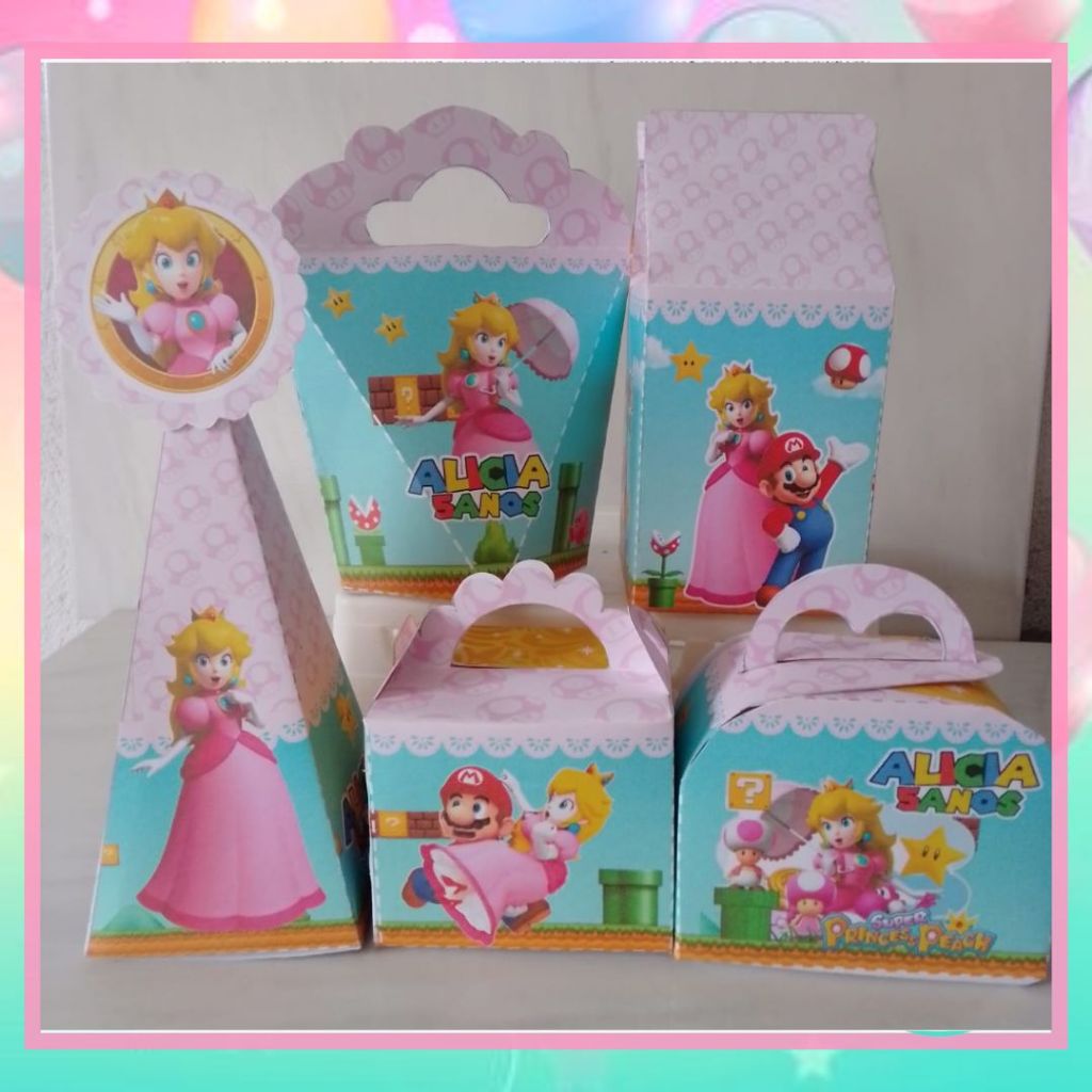 Kit festa Princesa Peach super Mário  Personalizadas Lembrancinha Caixa  Mimo Aniversário Festa Infantil | Pegue e Monte