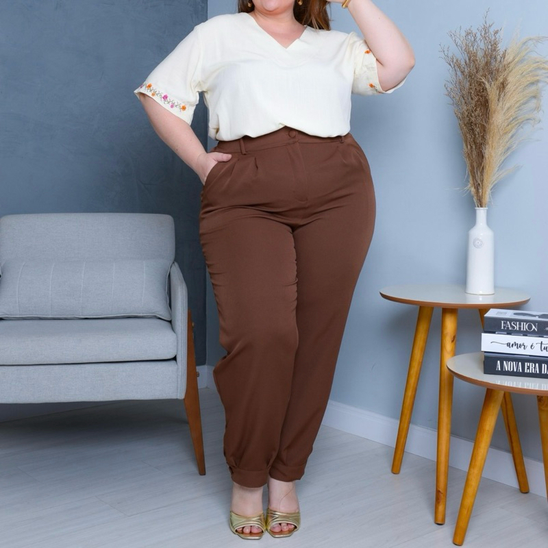 Calça cenoura plus size feminina social G1 G2 G3 G4 — imagem 2 de 2