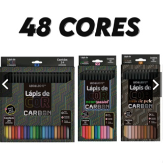 Kit 48 Lápis De Cor Carbon Line 24 Cores + Neon Pastel +Tons de Pele Etinia em Oferta na Shopee