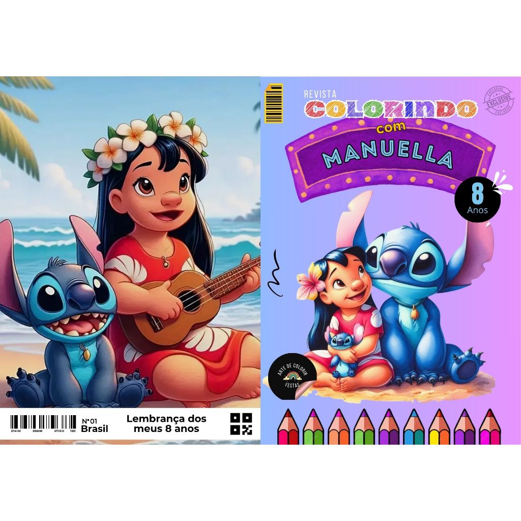 20 Livrinho de Colorir Lilo Stitch Personalizado com Nome e Idade Festa Infantil Aniversário