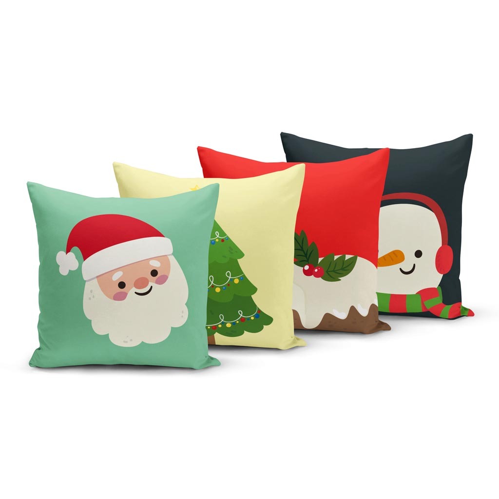 Kit 4 Capas de Almofadas de Natal 45x45cm Colorida - Yuzo