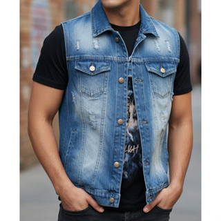 Colete Jeans Masculino Boxer Jeans em Oferta na Shopee