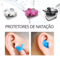 Protetor de Ouvido para Natação Tampão Silicone Flexível Auricular Reutilizável Adulto