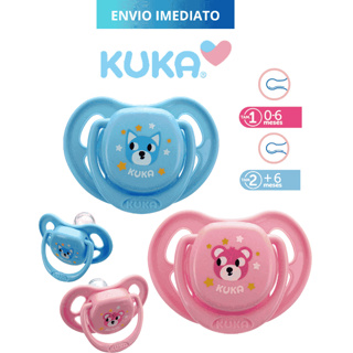 Chupeta Kuka Smart Bico Silicone Redondo Reto 0-6 meses ou 6+ meses Com Alca e Furos de Ventilação em Oferta na Shopee