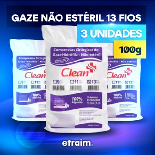 Compressa De Gaze Não Estéril 13 Fios - 3 Pacotes Total 300g em Oferta na Shopee