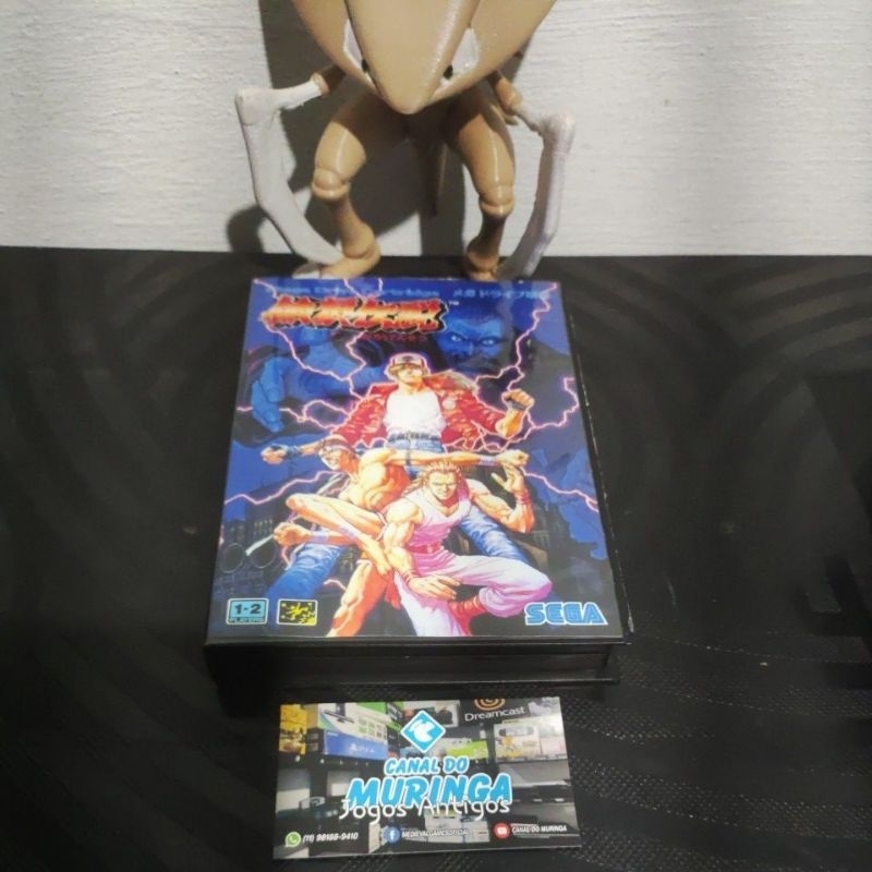 Fatal Fury - Mega Drive - Manual - Japan - Carcaça nova - label nova - Caixa de plástico preta Padrão Sega